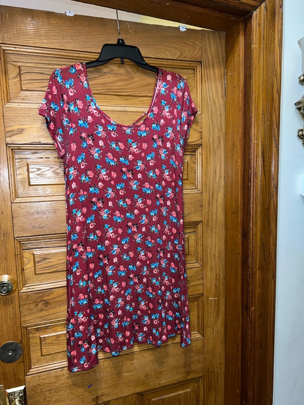 Socialite Mauve Floral Dress with Burgundy Trim